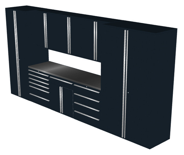 Saber 9-Piece Black Garage Cabinet Set (9010)