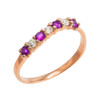 Rose Gold Wavy Stackable CZ Amethyst Ring