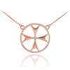 14k Rose Gold Diamond Maltese Cross Necklace