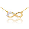 14K Gold Infinity #1MOM Necklace with Four CZ Birthstones
