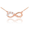 14K Rose Gold Infinity #1MOM Necklace with Four CZ Birthstones