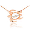 14k Rose Gold Diamond Turtle Necklace