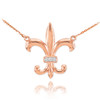14k Rose Gold Diamond Fleur-de-Lis Necklace