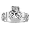 Silver Claddagh Trinity Band with White Clear CZ Heart