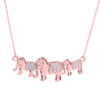 Rose Gold CZ Studded Three Elephant Pendant Necklace