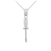 Polished White Gold Screwdriver Pendant Necklace