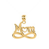 Yellow Gold Infinity "MOM" Open Heart Pendant Necklace