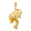 Solid Yellow Gold Diamond Cut Matte Finish Tiger Pendant