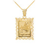 Gold Sagittarius Zodiac Sign Filigree Pendant Necklace