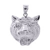 White Gold Diamond Cut Tiger Head Charm Pendant