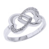 White Gold Infinity Double Heart Diamond Promise Ring