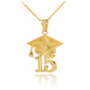 Gold 2015 Class Graduation Pendant Necklace