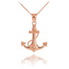Rose Gold Anchor Diamond Pendant Necklace