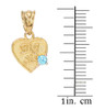 3pc Gold 'Mom' 'Big Sis' 'Little Sis' Dual CZ Birthstone Heart Charm Set