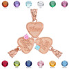 3pc Rose Gold 'Mom' 'Big Sis' 'Little Sis' Dual CZ Birthstone Heart Charm Set