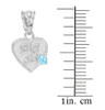 3pc White Gold 'Mom' 'Big Sis' 'Little Sis' Dual Birthstone CZ Heart Necklace Set