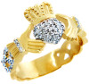 18k Gold Claddagh Rings with Diamonds .50 carats.