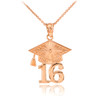 Rose Gold 2016 Class Graduation Pendant Necklace