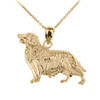 Yellow Gold Golden Retriever Dog Pendant Necklace