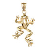 Polished Yellow Gold Frog Pendant Necklace