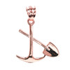 Polished Rose Gold Pick and Shovel Pendant Necklace