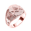 Solid Rose Gold Masonic Men's Ring Scottish Rite