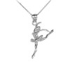 White Gold Ballet Dancer Charm Pendant-Necklace