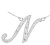 14k White Gold Letter Script "N" Diamond Initial Necklace