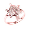 Solid Rose Gold Turtle Ladies Ring