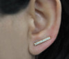 14k White Gold Diamond Vertical Bar Ear Cuffs