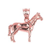 Solid Rose Gold Horse Charm Pendant