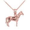 Solid Rose Gold Horse Charm Pendant