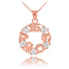 14K Rose Gold 15 Años CZ Pendant Necklace