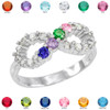 Silver Infinity CZ Four Birthstone Ring