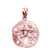 Rose Gold Sand Dollar CZ Pendant Necklace