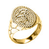 Yellow Gold Textured Band Eye of Horus Men's Ring