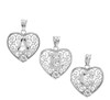 White Gold Filigree Heart "A" Initial CZ Pendant Necklace