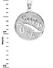 Solid White Gold CUBA-USA Medallion Pendant Necklace