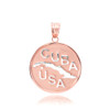 Two Tone Rose Gold CUBA-USA Medallion Pendant Necklace