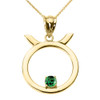 Yellow Gold Taurus Zodiac Sign May Birthstone Pendant Necklace