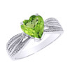 Beautiful White Gold Peridot and Diamond Proposal Ring