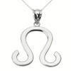 White Gold Leo August Zodiac Sign Pendant Necklace