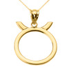 Yellow Gold Taurus May Zodiac Sign Pendant Necklace