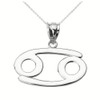 White Gold Cancer July Zodiac Sign Pendant Necklace