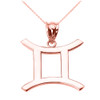 Rose Gold Gemini June Zodiac Sign Pendant Necklace