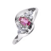 Beautiful White Gold Diamond and Pink Sapphire Proposal and Birthstone Ring