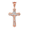 Two-Tone Rose Gold Holy Trinity Crucifix Pendant Midsize