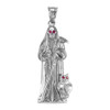 White Gold Santa Muerte Red CZ Pendant