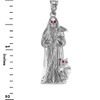 Sterling Silver Santa Muerte Red CZ Pendant