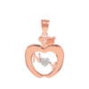 Rose Gold New York Big Apple Diamond Pendant Necklace